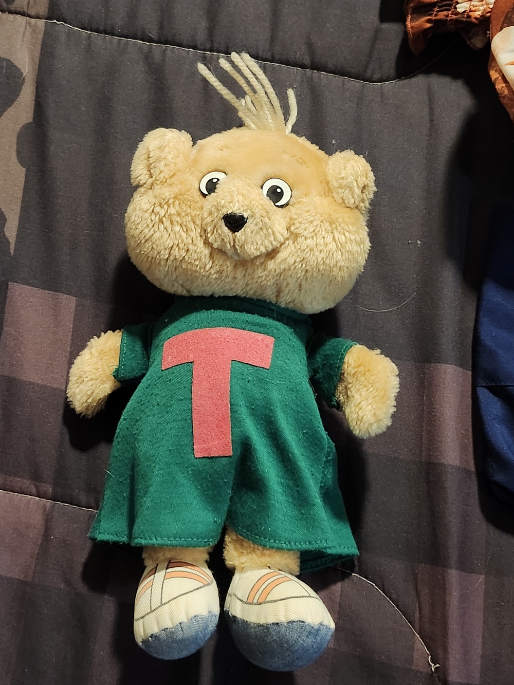 Green Teddy Plush with Pink 'T' Shirt - Soft Kids Stuffed Animal